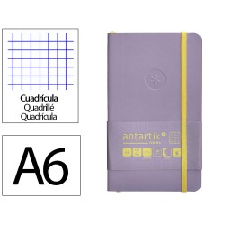 Cuaderno con gomilla antartik notes tapa blanda a6 cuadricula morado y amarillo 100 hojas 80 gr fsc
