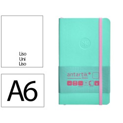 Cuaderno con gomilla antartik notes tapa blanda a6 hojas lisas rosa y turquesa 100 hojas 80 gr fsc