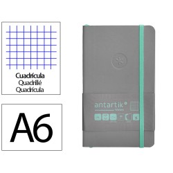 Cuaderno con gomilla antartik notes tapa blanda a6 cuadricula gris y turquesa 100 hojas 80 gr fsc