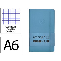 Cuaderno con gomilla antartik notes tapa blanda a6 cuadricula azul claro 100 hojas 80 gr fsc