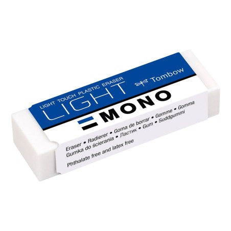 Goma de borrar tombow mono light polimera caucho pvc especial para borrado delicado