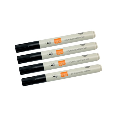 Rotulador nobo para pizarra blanca punta redonda 3 mm ecologico color negro blister de 4 unidades