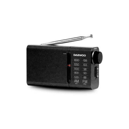 Radio portatil daewoo am/fm antena telescopica auriculares incluidos jack 3.5 mm color negro