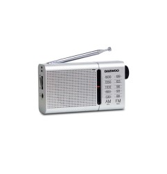 Radio portatil daewoo am/fm antena telescopica auriculares incluidos jack 3.5 mm color plata