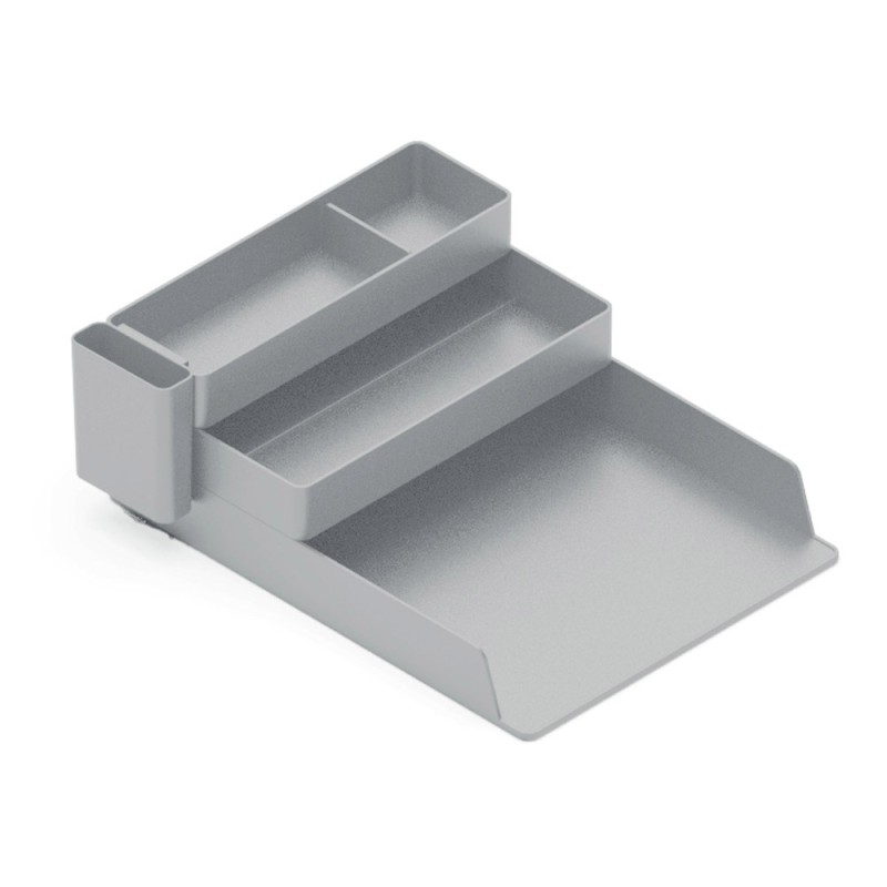 Bandeja sobremesa plastico q-connect organizador de escritorio con 4 departamentos color gris