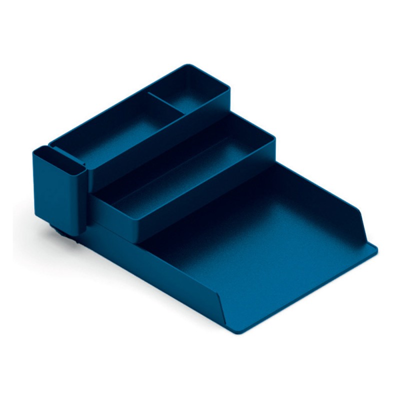 Bandeja sobremesa plastico q-connect organizador de escritorio con 4 departamentos color azul