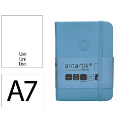 Cuaderno con gomilla antartik notes tapa dura a7 hojas lisas azul claro 80 hojas 80 gr fsc