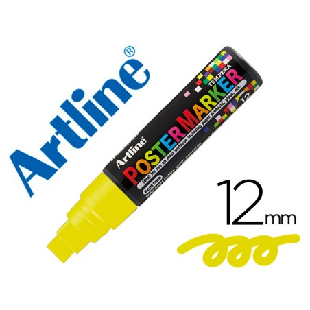 Rotulador artline poster marker epp-12 punta rectangular 12 mm color amarillo fluor