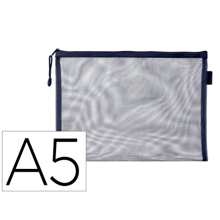 Bolsa zipper bag liderpapel poliester transpirable multiusos din a5 azul marino