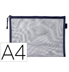 Bolsa zipper bag liderpapel poliester transpirable multiusos din a4 azul marino