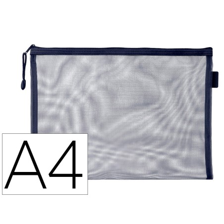Bolsa zipper bag liderpapel poliester transpirable multiusos din a4 azul marino