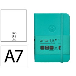 Cuaderno con gomilla antartik notes tapa dura a7 hojas lisas turquesa 80 hojas 80 gr fsc