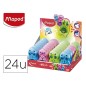 24 Unidades - Sacapuntas plastico maped 1 uso con goma de borrar loopy mini cute