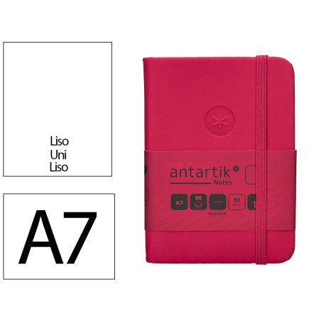 Cuaderno con gomilla antartik notes tapa dura a7 hojas lisas burdeos 80 hojas 80 gr fsc
