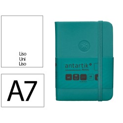 Cuaderno con gomilla antartik notes tapa dura a7 hojas lisas verde aguamarina 80 hojas 80 gr fsc