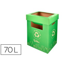 Contenedor papelera reciclaje liderpapel carton reciclado para vidrio 450x350x650 mm 70 litros verde