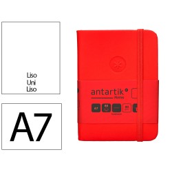 Cuaderno con gomilla antartik notes tapa dura a7 hojas lisas rojo 80 hojas 80 gr fsc