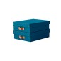 Caja de almacenaje leitz carton mediana baja con asa de piel color azul pack de 2 unidades