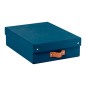 Caja de almacenaje leitz carton mediana baja con asa de piel color azul pack de 2 unidades