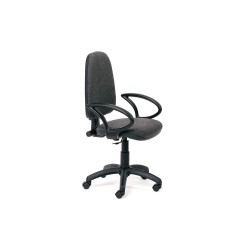 Silla rocada de oficina brazos fijos base nylon respaldo y asiento tela ignifuga gris