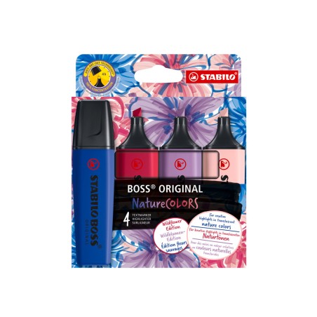 Rotulador stabilo boss fluorescente nature colors wildflower edition estuche de 4 unidades colores surtidos