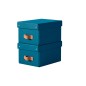 Caja de almacenaje leitz carton pequeña con asa de piel color azul pack de 2 unidades