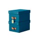 Caja de almacenaje leitz carton pequeña con asa de piel color azul pack de 2 unidades