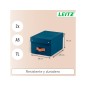 Caja de almacenaje leitz carton pequeña con asa de piel color azul pack de 2 unidades