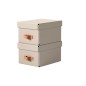 Caja de almacenaje leitz carton pequeña con asa de piel color beige pack de 2 unidades