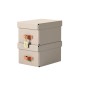 Caja de almacenaje leitz carton pequeña con asa de piel color beige pack de 2 unidades