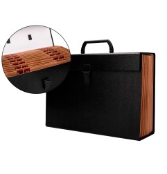Maletin liderpapel con fuelle y asa carton forrado 19 departamentos 255x390x120 mm color negro