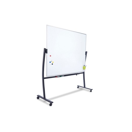 Pizarra blanca rocada acero lacado magnetico marco aluminio doble cara volteable curve 120x150 cm
