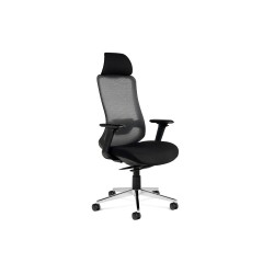 Silla rocada direccion premium 24 horas con brazos ajustables respaldo de malla y asiento en tela negro