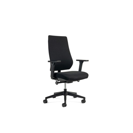 Silla rocada direccion con brazos regulables base polimero respaldo y asiento en tela ignifuga negro