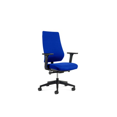 Silla rocada direccion brazos regulables base polimero respaldo y asiento en tela ignifuga azul 610x680x1075 mm