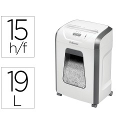 Destructora de documentos fellowes 15c capacidad 15h seguridad p4 grapas clips y tarjetas papelera 19 l