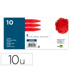 Lacre liderpapel color rojo caja de 10 barras
