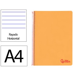 Cuaderno espiral liderpapel a4 wonder tapa plastico 80h 90gr rayado horizontal con margen color naranja