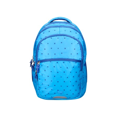 Mochila escolar liderpapel multibolsillo para portatil azul cruces 450x145x300 mm