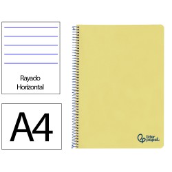 Cuaderno espiral liderpapel a4 wonder tapa plastico 80h 90gr rayado horizontal con margen color amarillo