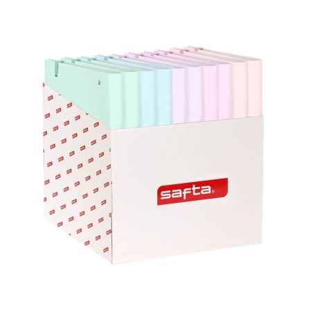 Carpeta 4 anillas 35 mm safta din a4 tapa forrada recambio 100 h cuadro 5 mm stationery expositor 10 unidades surtidas