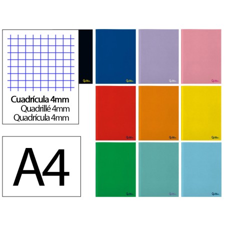10 Unidades - Libreta liderpapel smart a4 32 hojas 75gr cuadro 4mm con margen colores surtidos
