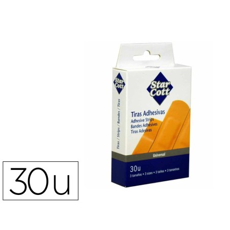 Tira protectora star cott flexible para heridas y cortes caja de 30 unidades tres tamaños surtidos