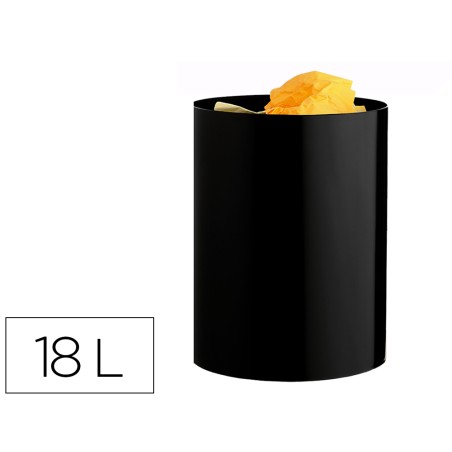 Papelera plastico archivo 2000 ecogreen 100% reciclada 18 litros color negro 260x335 mm