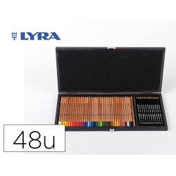 Lapices de colores lyra rembrandt polycolor 36 olores surtidos + 12 lapices de grafito en maletin de madera