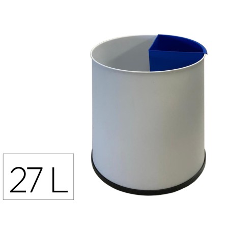 Papelera metalica sie para reciclaje con 1 departamento extraible 27 litros 300x295 mm