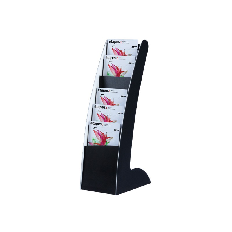 Expositor paperflow courbo slim de suelo movil doble cara 6 casillas color negro