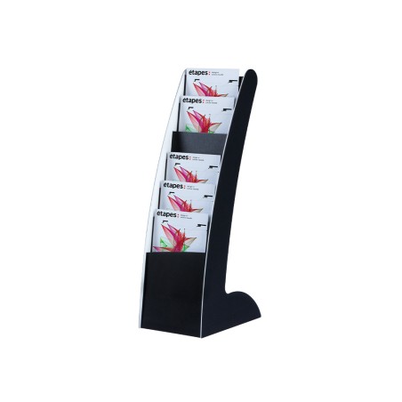 Expositor paperflow courbo slim de suelo movil doble cara 6 casillas color negro