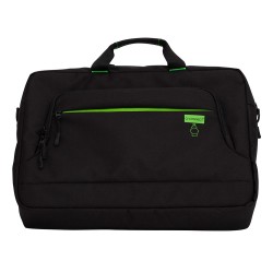 Maletin para portatil q-connect 17,2" negro 1 asa 2 bolsillos exteriores polietileno reciclado