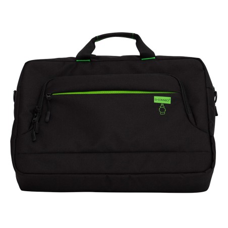 Maletin para portatil q-connect 17,2" negro 1 asa 2 bolsillos exteriores polietileno reciclado